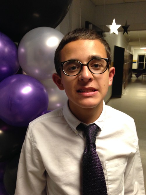 Nicholas Hemachandra, 14, earlier this year at the 8th grade end-of-middle-school dance.