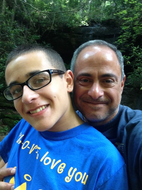 The author/speaker Ray Hemachandra (right) with his son Nicholas Hemachandra on Sunday, July 12, near Saluda, North Carolina